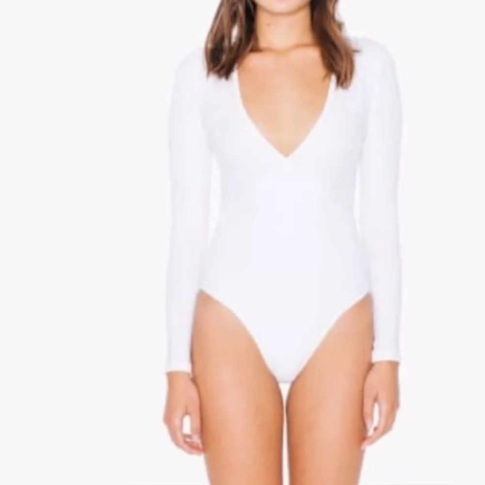 American Apparel Cotton spandex cross v bodysuit